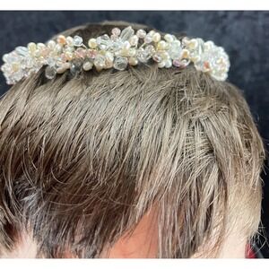 Elen Henderson Crystal Silver White Blush Pearl Rhinestone Bridal Headpiece NEW